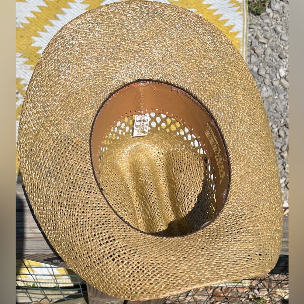 🤠 Moks Man Straw Cowboy / Cowgirl Hat With Decorative Leather Strap🤠 - Picture 6 of 12